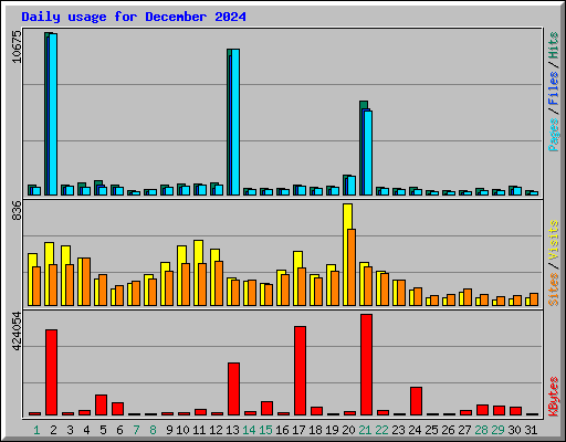 Daily usage for December 2024