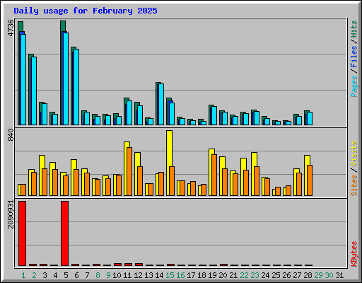 Daily usage for February 2025