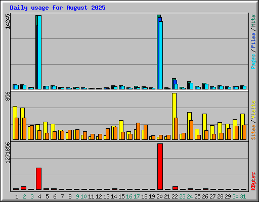 Daily usage for August 2025